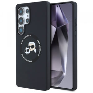 Husa MagSafe pentru Samsung Galaxy S25 Ultra S938, Karl Lagerfeld, Silicone Double Heads, Neagra