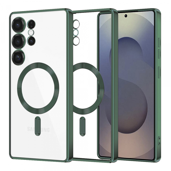 Husa MagSafe pentru Samsung Galaxy S25 Ultra S938, Techsuit, Luxury Crystal, Verde Inchis