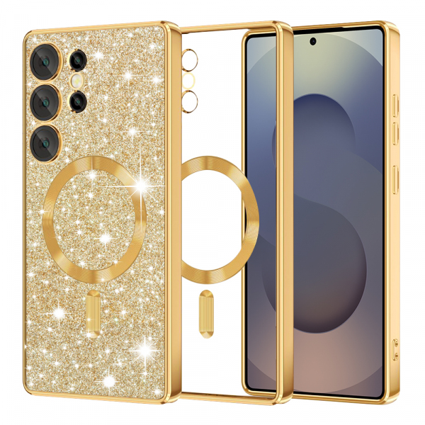 Husa MagSafe pentru Samsung Galaxy S25 Ultra S938, Techsuit, Luxury Glitter, Aurie