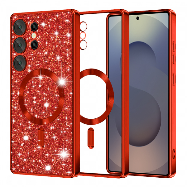 Husa MagSafe pentru Samsung Galaxy S25 Ultra S938, Techsuit, Luxury Glitter, Rosie