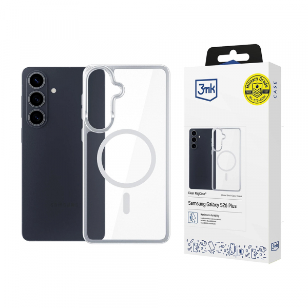 Husa MagSafe pentru Samsung Galaxy S26 S942, 3MK, Armor MagCase, Transparenta