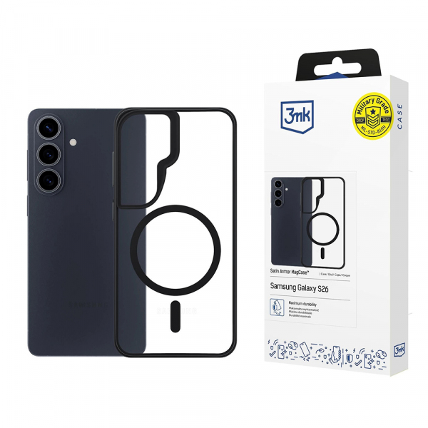 Husa MagSafe pentru Samsung Galaxy S26 S942, 3MK, Satin Armor, Transparenta