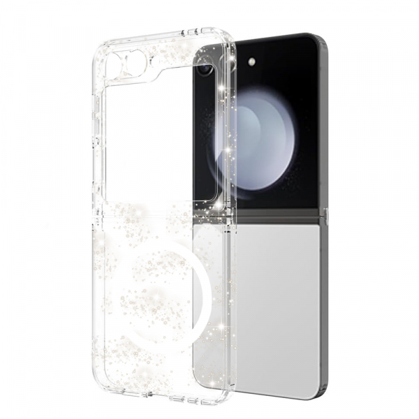 Husa MagSafe pentru Samsung Galaxy Z Flip7 FE F761 / Z Flip6 F741, Techsuit, SparkleSkin, Transparenta