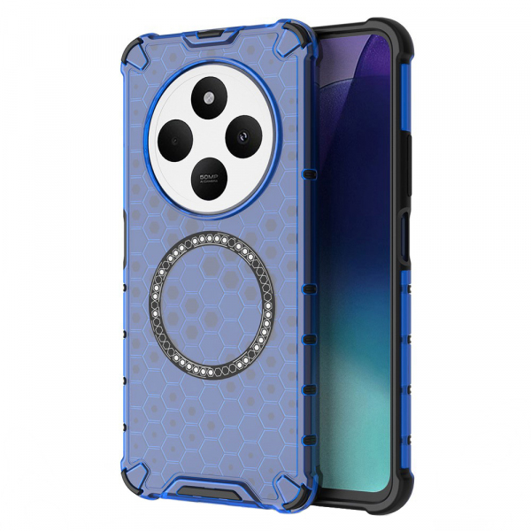 Husa MagSafe pentru Xiaomi Poco C75 / Redmi 14C, Techsuit, HoneyComb Shield, Albastra