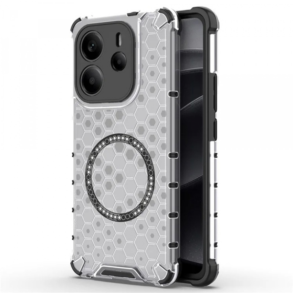 Husa MagSafe pentru Xiaomi Redmi Note 14 4G (Regional), Techsuit, HoneyComb Shield, Alba