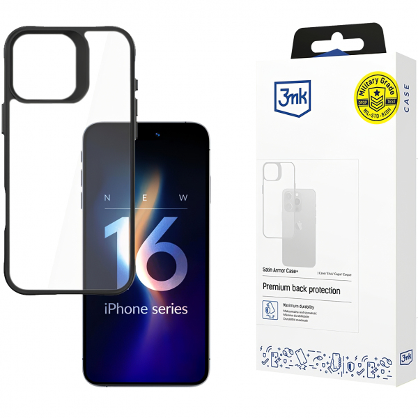 Husa pentru Apple iPhone 16 Pro, 3MK, Satin Armor Case+, Transparenta