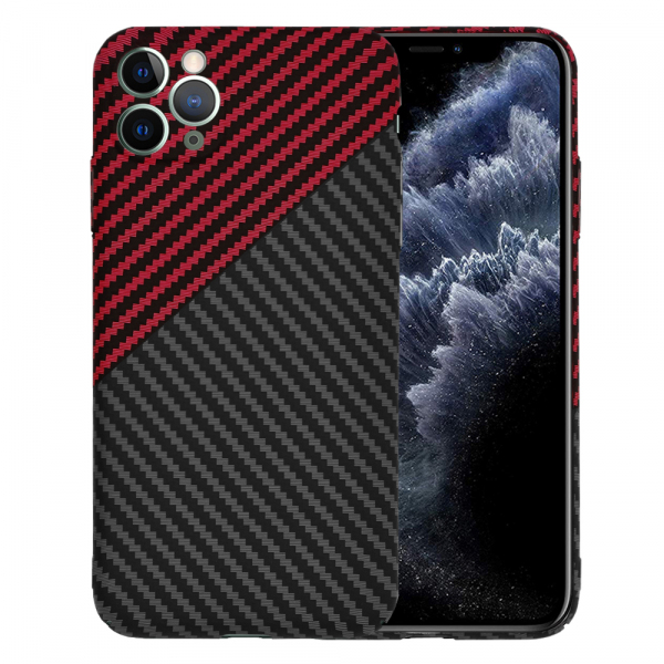 Husa pentru Apple iPhone 11 Pro Max, Techsuit, Carbonite FiberShell, Neagra Rosie
