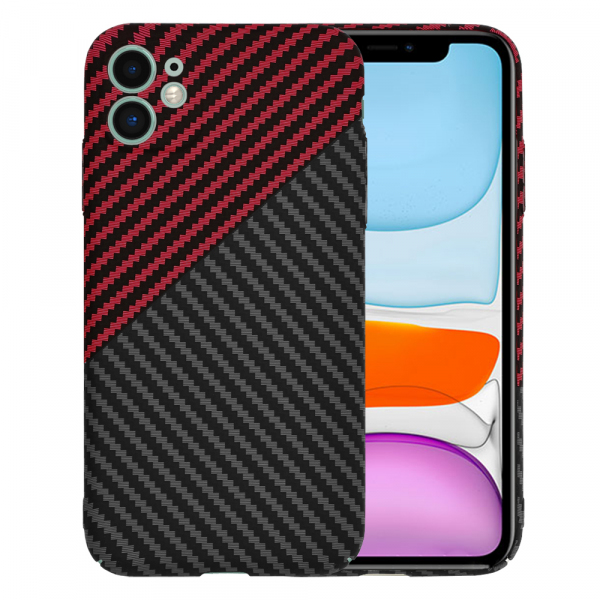 Husa pentru Apple iPhone 11, Techsuit, Carbonite FiberShell, Neagra Rosie