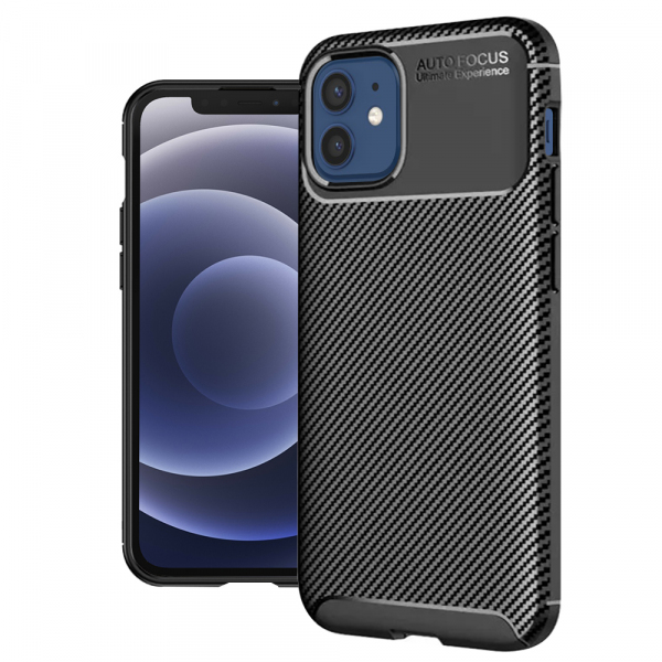 Husa pentru Apple iPhone 12 / 12 Pro, Techsuit, CarbonFiber, Neagra