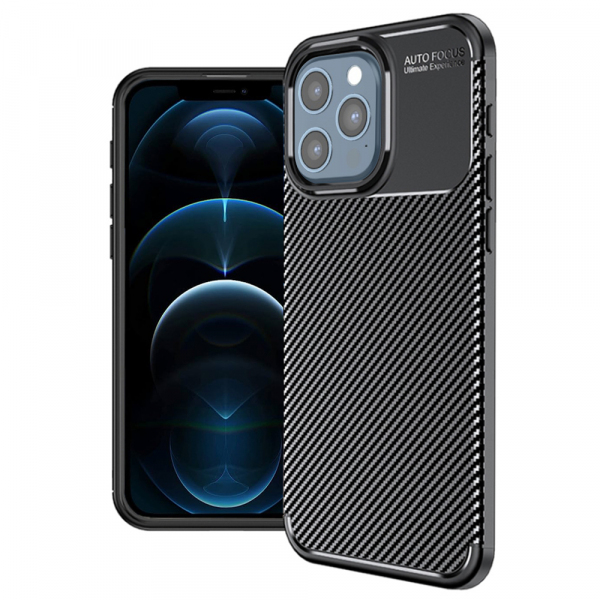 Husa pentru Apple iPhone 12 Pro Max, Techsuit, CarbonFiber, Neagra