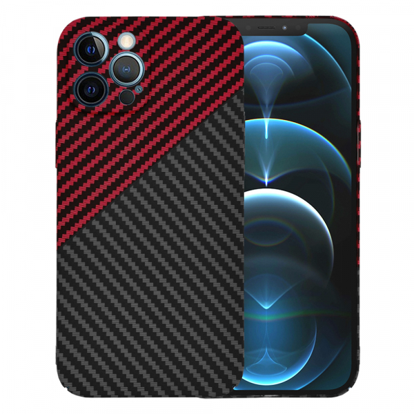 Husa pentru Apple iPhone 12 Pro Max, Techsuit, Carbonite FiberShell, Neagra Rosie