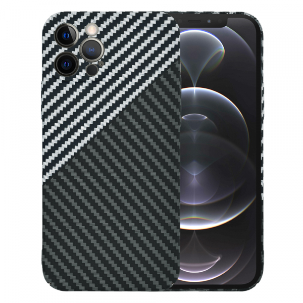 Husa pentru Apple iPhone 12 Pro, Techsuit, Carbonite FiberShell, Neagra Gri