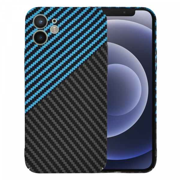Husa pentru Apple iPhone 12, Techsuit, Carbonite FiberShell, Neagra Bleu
