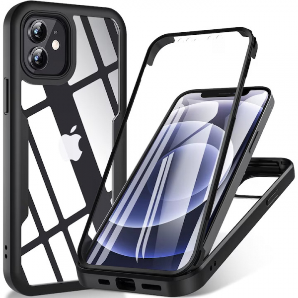 Husa pentru Apple iPhone 12, Techsuit, ColorVerse 360, Neagra