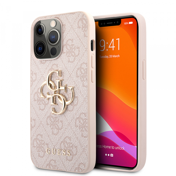 Husa pentru Apple iPhone 13 Pro, Guess, 4G Metal Logo, Roz