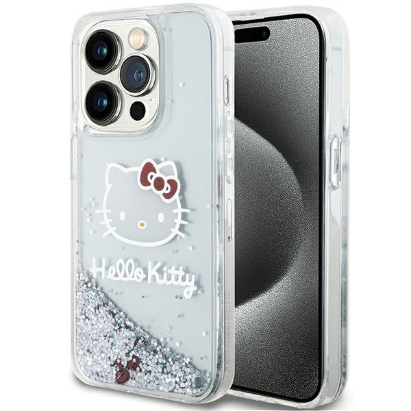 Husa pentru Apple iPhone 13 Pro Max, Hello Kitty, Liquid Glitter Charms Kitty Head, Argintie