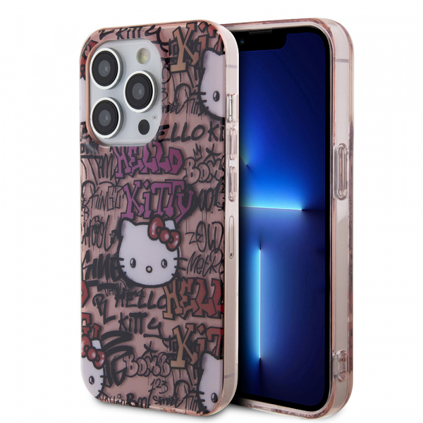 Husa pentru Apple iPhone 13 Pro Max, Hello Kitty, ML Tags Graffiti, Roz