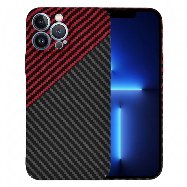Husa pentru Apple iPhone 13 Pro Max, Techsuit, Carbonite FiberShell, Neagra Rosie