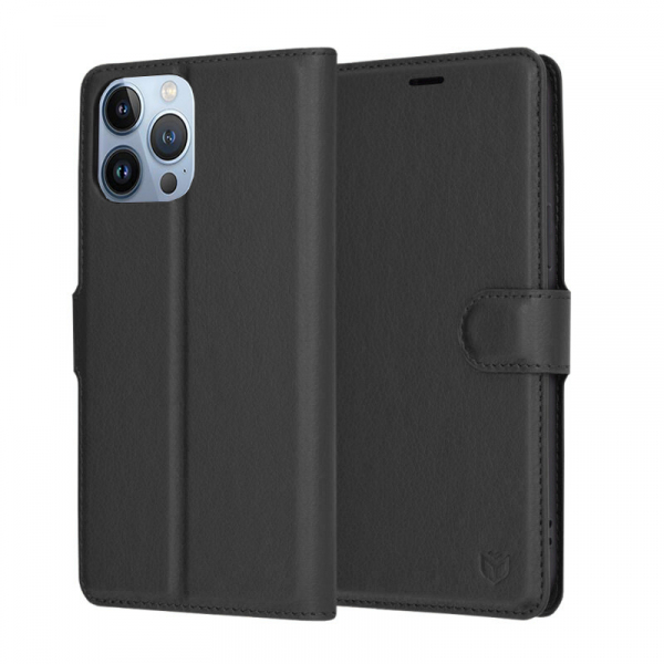 Husa pentru Apple iPhone 13 Pro Max, Techsuit, Leather Folio, Neagra