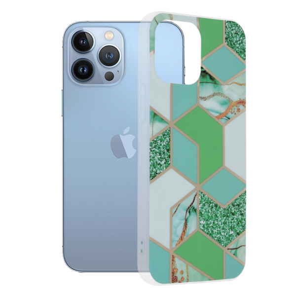 Husa pentru Apple iPhone 13 Pro Max, Techsuit, Marble, Verde