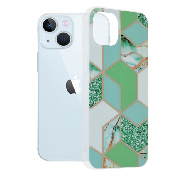 Husa pentru Apple iPhone 13, Techsuit, Marble, Verde