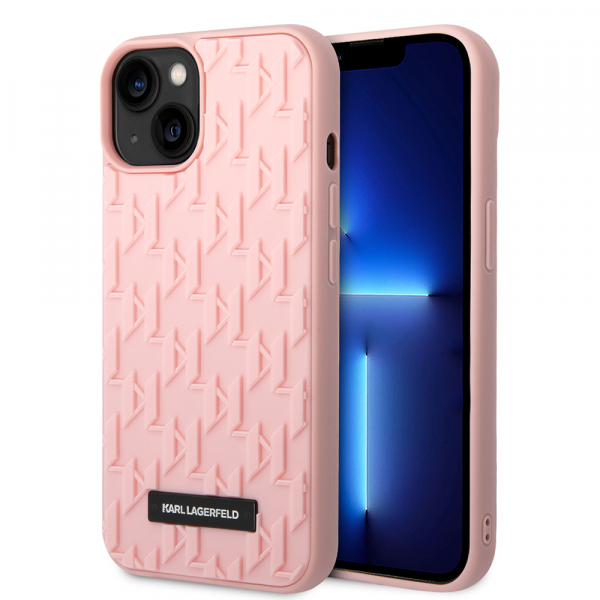 Husa pentru Apple iPhone 14 Plus, Karl Lagerfeld, 3D Monogram, Roz