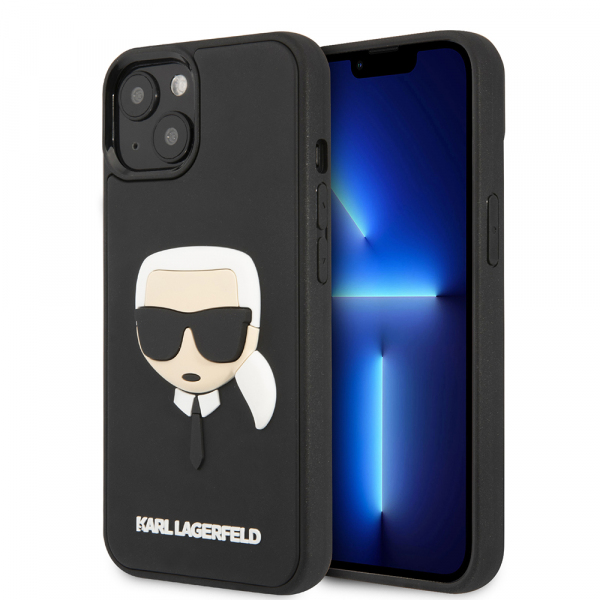 Husa pentru Apple iPhone 14 Plus, Karl Lagerfeld, 3D Rubber Karl\'s Head, Neagra