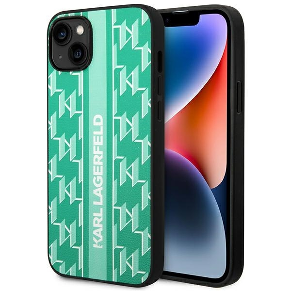 Husa pentru Apple iPhone 14 Plus, Karl Lagerfeld, Monogram Stripe, Verde