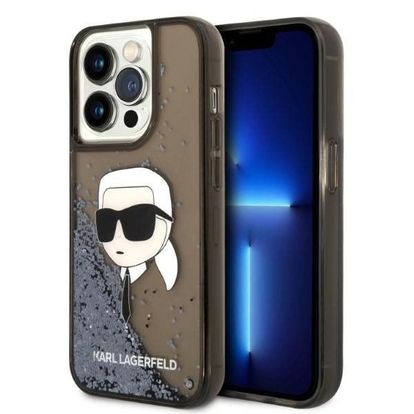 Husa pentru Apple iPhone 14 Pro, Karl Lagerfeld, Glitter Karl\'s Head, Neagra