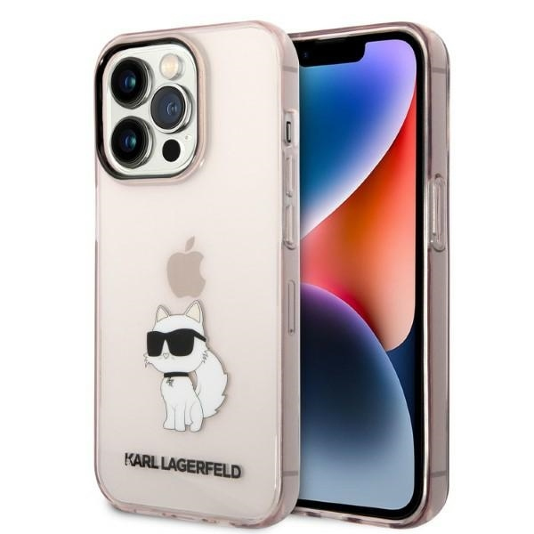 Husa pentru Apple iPhone 14 Pro, Karl Lagerfeld, Ikonik Choupette, Roz