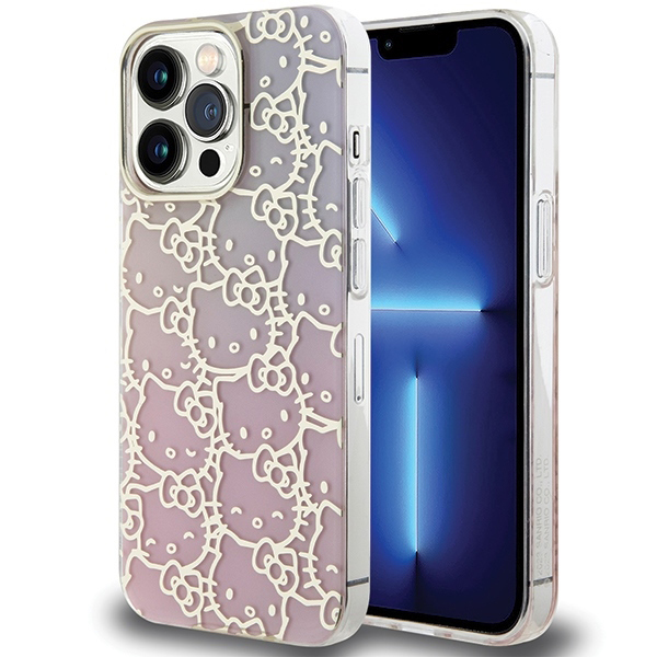 Husa pentru Apple iPhone 14 Pro Max, Hello Kitty, IML Gradient Electrop Crowded Kitty Head, Roz