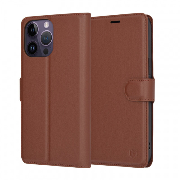 Husa pentru Apple iPhone 14 Pro Max, Techsuit, Leather Folio, Maro