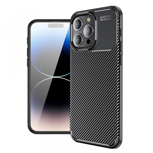 Husa pentru Apple iPhone 14 Pro, Techsuit, CarbonFiber, Neagra