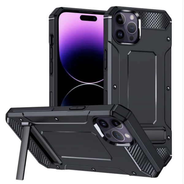 Husa pentru Apple iPhone 14 Pro, Techsuit, Hybrid Armor Kickstand, Neagra