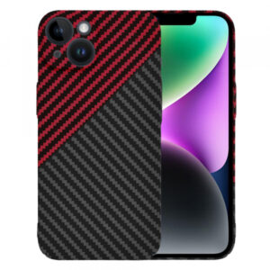 Husa pentru Apple iPhone 14, Techsuit, Carbonite FiberShell, Neagra Rosie