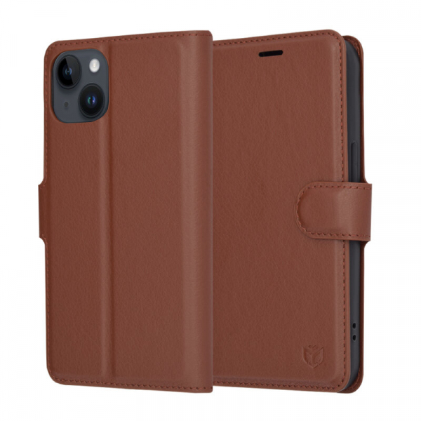 Husa pentru Apple iPhone 14, Techsuit, Leather Folio, Maro