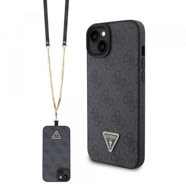 Husa pentru Apple iPhone 15 / 14, Guess, Crossbody 4G Metal Logo, Neagra
