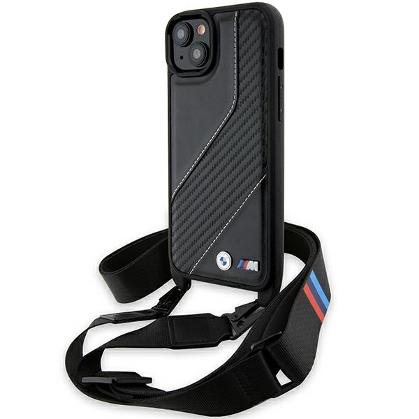 Husa pentru Apple iPhone 15, BMW, M Edition Carbon Stripe & Strap, Neagra