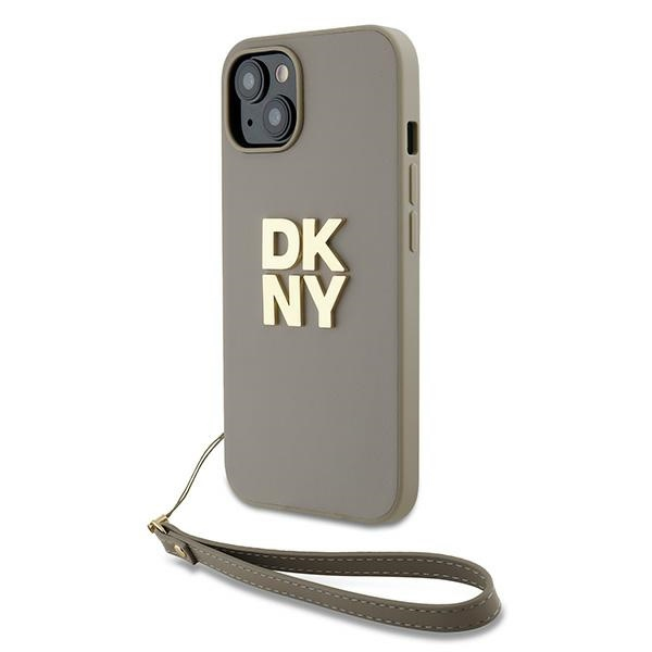 Husa pentru Apple iPhone 15, DKNY, Wrist Strap Stock Logo, Bej