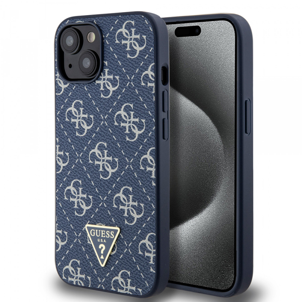 Husa pentru Apple iPhone 15, Guess, 4G Triangle Logo, Albastra