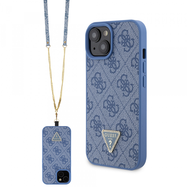 Husa pentru Apple iPhone 15, Guess, Crossbody 4G Metal Logo, Albastra