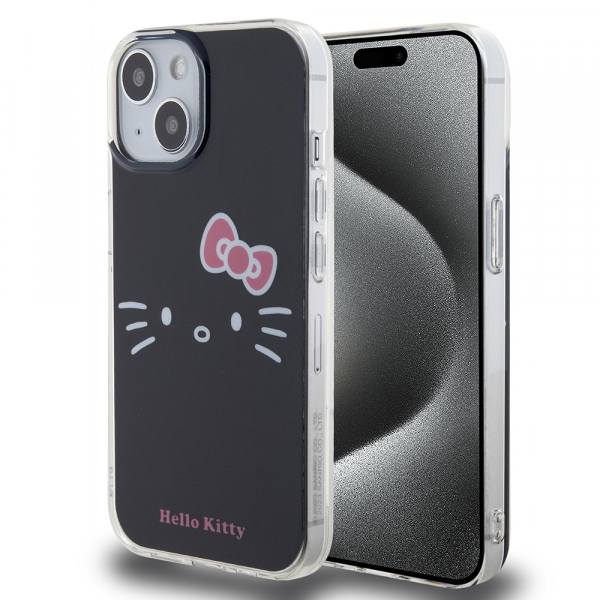 Husa pentru Apple iPhone 15, Hello Kitty, IML Kitty Face, Neagra