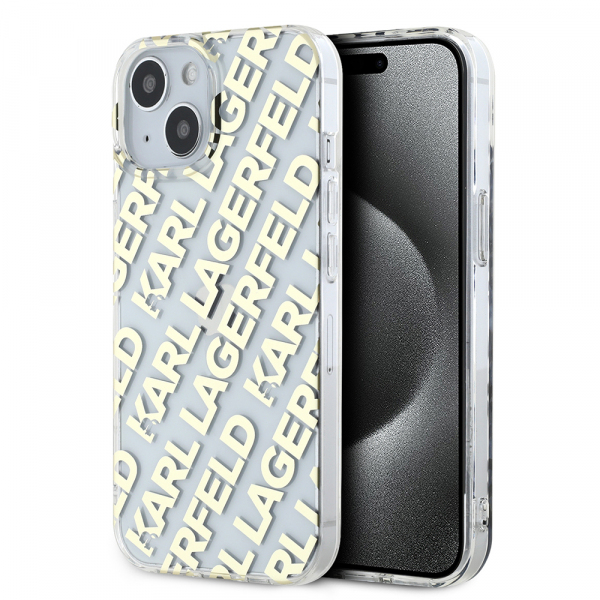 Husa pentru Apple iPhone 15, Karl Lagerfeld, IML Luxury Gold Fullover Logo, Aurie