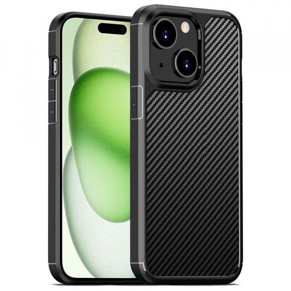 Husa pentru Apple iPhone 15 Plus, Techsuit, CarbonFuse, Neagra