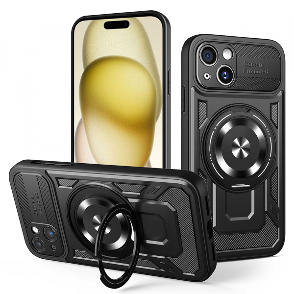 Husa pentru Apple iPhone 15 Plus, Techsuit, RuggedCam, Neagra