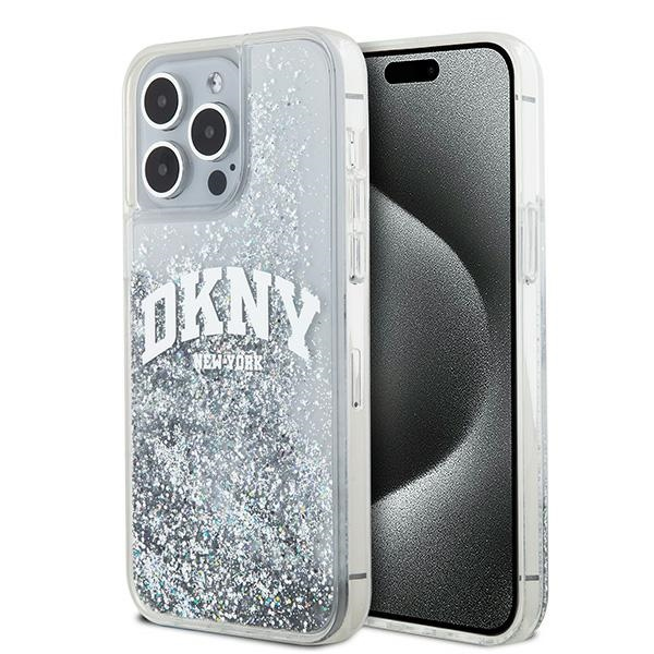 Husa pentru Apple iPhone 15 Pro, DKNY, Liquid Glitter Big Logo, Alba