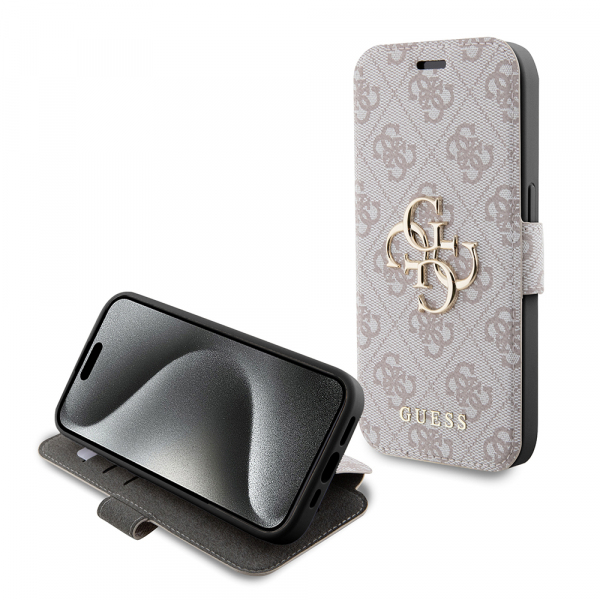 Husa pentru Apple iPhone 15 Pro, Guess, 4G Book, Roz