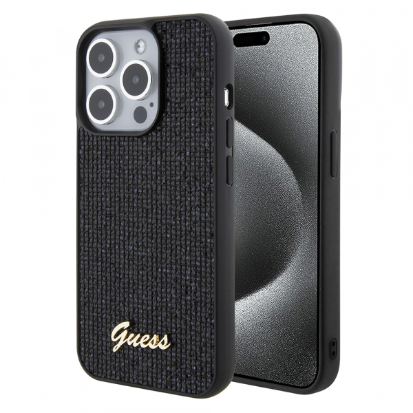 Husa pentru Apple iPhone 15 Pro, Guess, PU Square Mirror Script Logo, Neagra