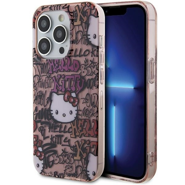Husa pentru Apple iPhone 15 Pro, Hello Kitty, ML Tags Graffiti, Roz
