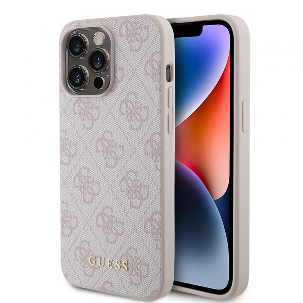 Husa pentru Apple iPhone 15 Pro Max, Guess, 4G Metal Gold Logo, Roz